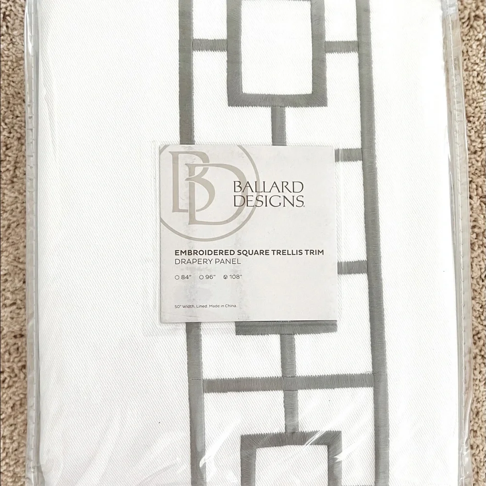 Embroidered Square Trellis Curtains - 2 Panels - Picture 6 of 6